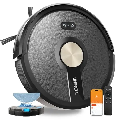 uninell Robot Vacuum and Mop Combo,5000Pa180mins Runtime with App Remote Alexa Control, Ideal for Hard Floor Carpet Pet Hair, Low Battery Recharge,Schedule Cleaning(UR1)