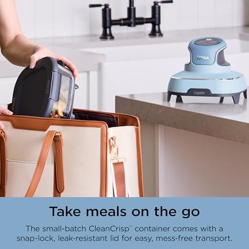 Ninja Crispi 4-in-1 Glass Air Fryer | 450°F | Non-Toxic | 4QT & 6-Cup Glass Containers w/Lids | Microwave, Freezer, Dishwasher Safe | Max Crisp, Air Fry, Bake, Recrisp | Periwinkle | FN101PL 7