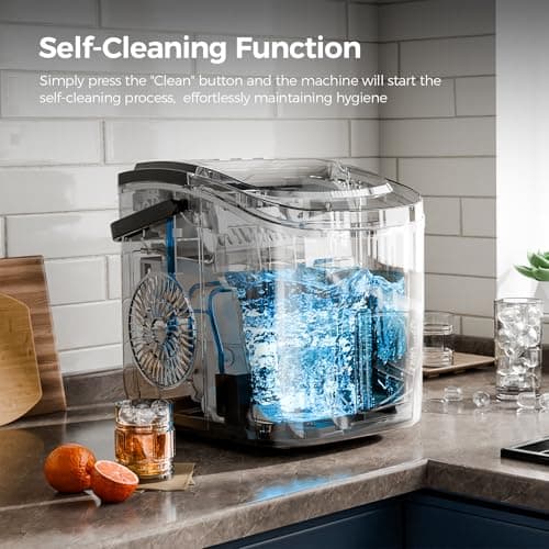 Electactic Ice Makers Countertop,26Lbs/24H,9 Cubes in 6 Mins,Portable Ice Maker Machine with Self-Cleaning,2 Sizes of Bullet Ice,Perfect for Home Kitchen(Black) 5