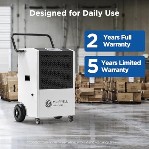 Moiswell 240 Pints Commercial Dehumidifier with Pump and Drain Hose for Basements and Large Spaces up to 8,500 Sq Ft, 5-Year Warranty 6