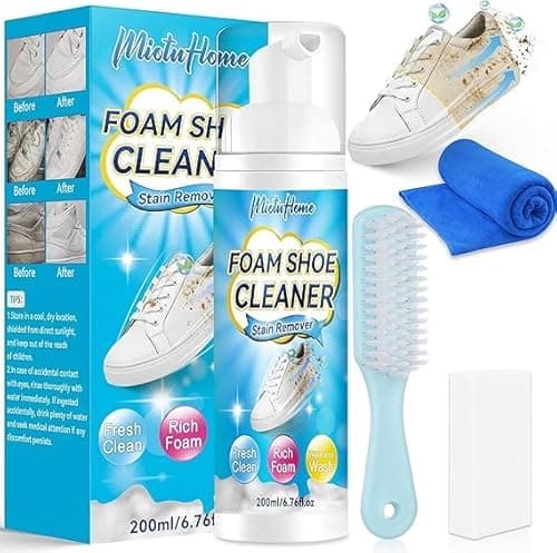 MiotuHome Shoe Cleaner, 6.76 Oz Sneaker Cleaner with Shoe Brush, White Shoe Cleaner, Shoe Cleaner Kit for Leather Knit Boots