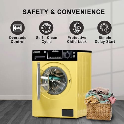Equator All-In-One VENTED/VENTLESS Washer-Dryer 1.9cf/18lb 1400RPM 110V (Yellow/Black) 6