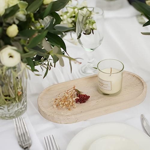 Koville Italian Travertine Tray, 12"x6" Vanity Decorative Marble Tray for Countertop, Catchall Tray for Perfume, Candles, Jewelry Dish Tray 9