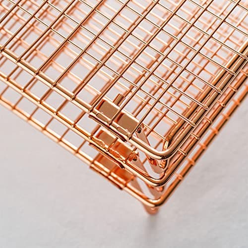 Kingrol 2 Pack Stainless Steel Cooling Racks with Collapsible Folding Legs, Stackable Grid Wire Racks for Cooking and Baking, Copper-Tone 7