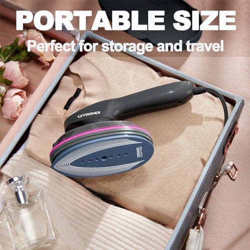 LYTRONIX Handheld Garment Steamer for Clothes, Portable Steamer with 90° Rotatable Ironing Head, Travel Steamer with 2 Steam Modes, Fast Heat-up, Mini Steamer Iron with Smart Display for Home, 1200W 6