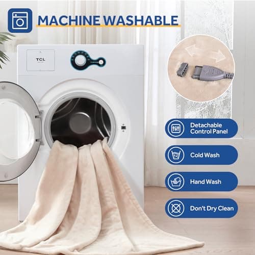 Sealy Electric Blanket King Size 100"x90", Soft Double Flannel Heated Blanket with 10 Heat Levels & 1-12 Hours Auto Shut Off, Machine Washable, Even Heat Distribution, Beige 7