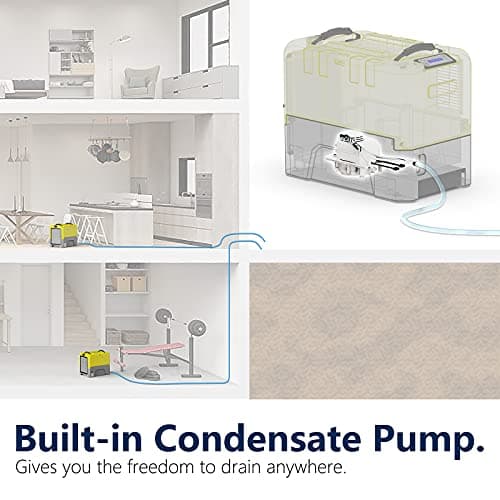 ALORAIR 180 PPD Commercial Dehumidifier with Pump Drain Hose, LGR Dehumidifiers for Basement Warehouse & Job Sites, Crawl Space Dehumidifier for Water Damage Restore, 5-Year-Limited Warranty, Yellow 5