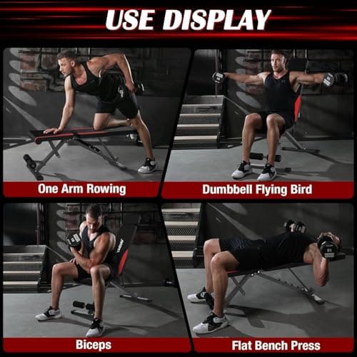 Weight Bench for Home Gym, Adjustable Multi-purpose Workout Bench Press, 880 Lb Stable Decline Incline Bench for Full Body Exercise, 3 Sec Fast Folding Strength Training Sit up Bench 5