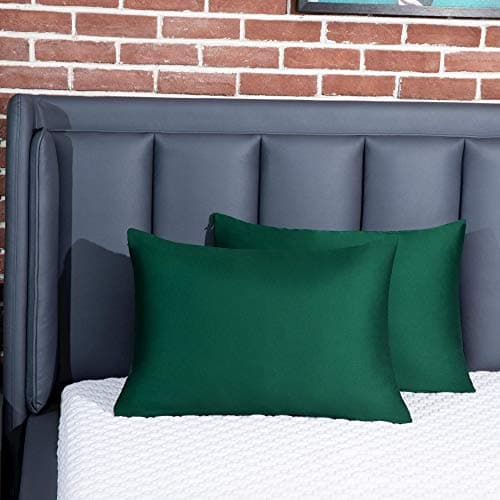 BEIJOEY 100% Mulberry Silk Pillowcase 2 Pack for Hair and Skin,with Hidden Zipper,Both Sides 19 Momme 600 Thread Count Natural Silk Pillow Cover,Soft Breathable Smooth (Dark Green, Standard 20''x26'') 6