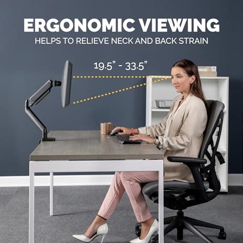 Fellowes Platinum Series Single Monitor Arm for 40-Inch Monitors, Full Motion, 360° Rotation, VESA Mount with Grommet or Clamp, USB Ports, Ergonomic, Black, 8043301 9