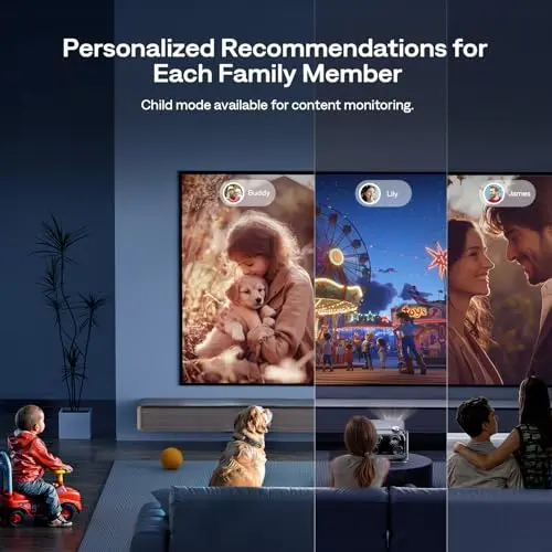 Aurzen BOOM mini Google TV Smart Projector with WiFi and Bluetooth, Voice Control, Family Mode, 20W Dolby Audio, Real-Time Focus, 4K Supported Movie Projector for Bedroom/Home Theater/Outdoor, Black 7