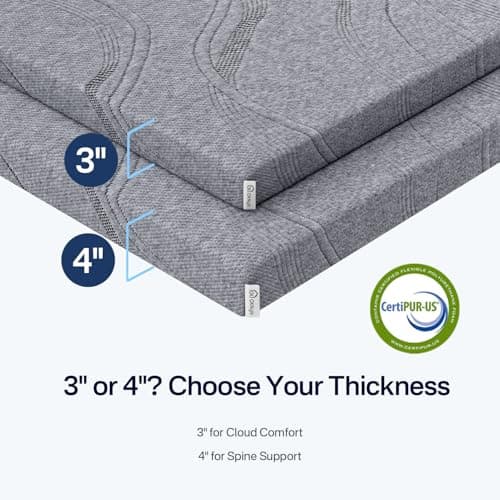 Fancylion 4 Inch Gel Memory Foam Mattress Topper King, Cooling Foam Mattress Topper for Back Pain Relief with Washable Cover & Non-Slip Base, CertiPUR-US Certified 6