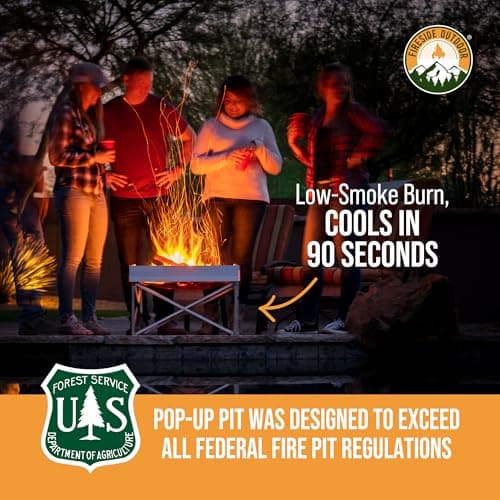 Fireside Outdoor Portable Fire Pit for Camping Fire Pit 24 Inch - Collapsible Pop Up Firepits for Outside, Portable Campfire Pits, Small Firepit for Outside, Weighs 7 lbs, Heat Shield NOT Included 7