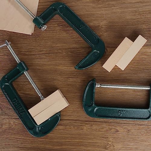 WOPPLXY 4 Pcs 6 Inch Heavy Duty C Clamps, Industrial Strength, 1200lbs Load Limit, Quality Iron C Clamps with Sliding T-Bar Handle, C-Clamp Set for Woodworking, Welding, and Building 5