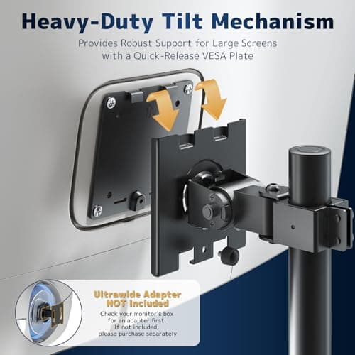 Heavy Duty Dual Monitor-Arm for 17-49'' - Double Vertically Stacked Monitor Mount, Extra Tall Ultrawide Desk Stand Holds up to 44 lbs per Screen, Vesa 75/100, Black 5