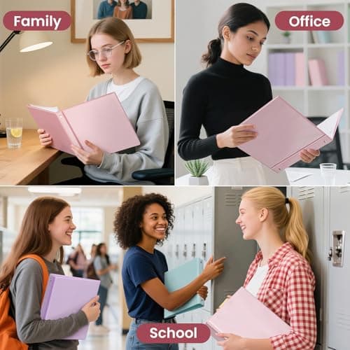 SUNEE 1.5 Inch Binders 3 Ring 4 Pack, Clear View 1 1/2 Inch Binders Three Ring PVC-Free (Fit 8.5x11 Inches) for School or Office Supplies, Assorted Pastel 6