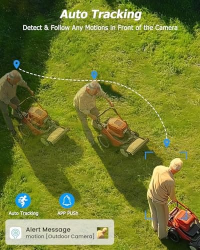 VIZIUUY 5MP 5G Security Camera Outdoor - 24/7 Recording Security Camera, WiFi Cameras for Home Security, Plug-in Power, 360°Auto Tracking, Noise Detect, Sound Light Alerts,WiFi 6, Works with Alexa 6