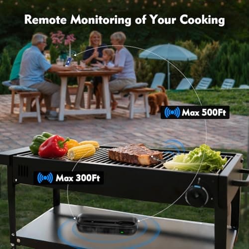 Aurasky Unique Wireless Meat Thermometer, Accurate Temperature Detection Probe, 500FT Remote Monitoring, Dual Alarm, Cooking Meat Thermometer Wireless for Grilling, Smoking, Oven, BBQ, Rotisserie 5
