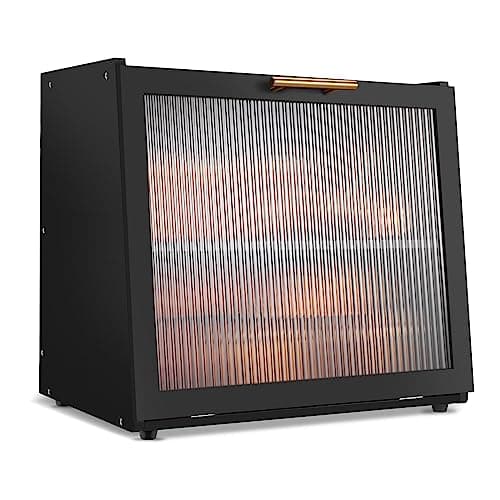 Joyvilla Double Layer Bamboo Bread Box for Kitchen Countertop, Bread Storage Container, Black Bread Box with Window, Large Capacity