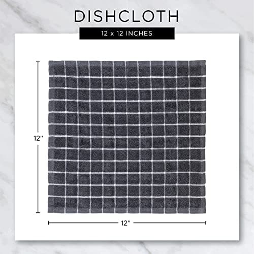 DII Basic Terry Collection Solid Windowpane Dishcloth Set, 12x12, Blue, 6 Piece 9