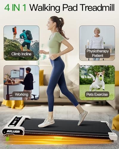 AKLUER Walking Pad with Incline, Under Desk Treadmill for Home, 2.5HP Portable Treadmills with Remote Control, 4 in 1 Incline Treadmill with LED Display 8