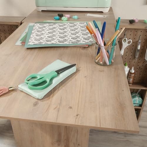 Sauder Craft Works Craft Workstation with Storage, Khaki Pine Finish 9