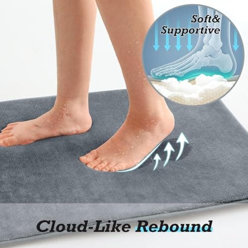 HUXMEYSON Bathroom Rugs Sets 3 Piece, Non-Slip & Quick Dry Bath Mat Set, Ultra Soft Velvet Bath Rugs for Bathroom, Toilet and Shower Floor, Grey 7