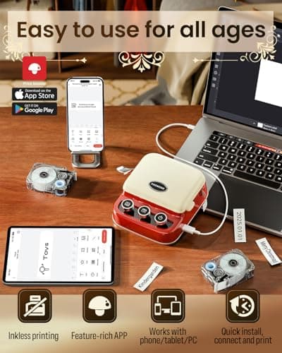 Phomemo P15 Ribbon Label Printer, Custom Text/Icon Mini Bluetooth Portable Label Maker Machine with Tape for Gift, Christmas Decorations, Cloth Tags, DIY Crafts, Wedding Bouquets, Party Favors 8