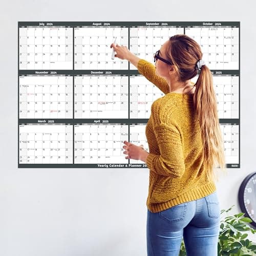 2024-2025 Dry Erase Calendar – Large Yearly Wall calendar, 38.2'' x 25.2'', 2-Side Reversible Calendar, Vertical/Horizontal, Jul.2024 – Jun.2025, Grey 7
