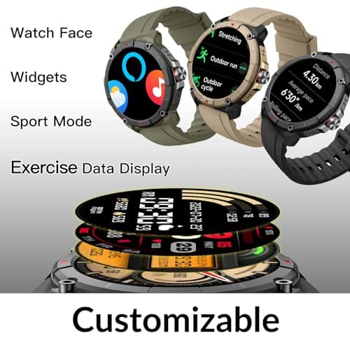 AiMoonsa Running Watch, GPS Smart Watch That Record Your Pace, Heart Rate and More Exercise Data,100+ Sport Modes,Customized Plan,Waterproof,Bluetooth Calling,Alexa Built-in,GPS Watch for Men & Women 6