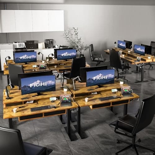 FiCiHi Adjustable Height Standing Desk with 4 Drawers,55 x 30 inches Electric Sit Stand Home Office Desk with Two Tiers, 3 Memory Presets, Monitor Stand Riser, USB A/C Charging Port 7