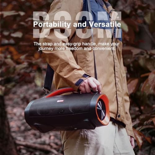 DOSS Extreme Boom Pro Bluetooth Speaker with 100W Stereo Sound, Rich Bass, IPX6 Waterproof, 20H Playtime, Power Bank, Mixed Color Light, Portable for Outdoor, Camping, Beach - Orange 7