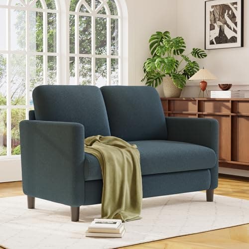 Welzona Loveseat Sofa, 51" Love Seat, Comfy Teddy Small Loveseat for Small Spaces, Tool-Free Setup Sofa Couch for Bedroom, All-Wood Couches for Living Room, No Pillow Included, Blue Grey 7