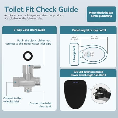 YOURLITE Bidet Toilet Seat, Elongated Toilet Seat Warm Water, Heated Seat Bidet with Remote Control,Self-cleaning Nozzle Temperature Adjustable LED Light, Need Electricity, Black 8
