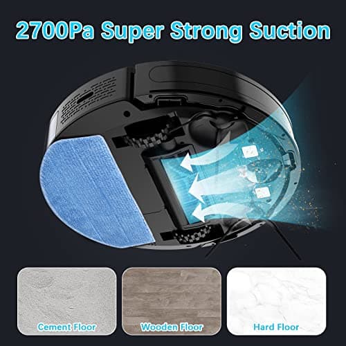 Tikom Robot Vacuum and Mop, G8000 Robot Vacuum Cleaner, 2700Pa Strong Suction, Self-Charging, Good for Hard Floors, Black 3