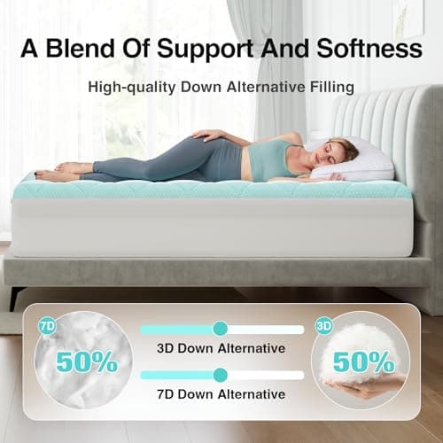 Novilla Cooling Mattress Topper Full Size,Mattress Pad with Deep Pocket for 8-21" Mattress,Soft Mattress Cover for Back Pain Relief,3D+7D Down Alternative Bed Topper for Hot Sleepers 8