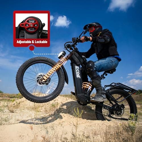 EcoE 6000W Dual Motor Electric Bike for Adults 52MPH with Charge Voltage 63V, 26x4 Fat Tire All Terrain Ebikes, Full Suspension E Bike, SHM 7-Speed Gear Electric Bicycle 63V-z-1 6