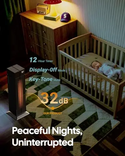 ComDomus Space Heater Large Room, 25” Electric Room Heaters for Indoor Use with 120° Oscillation, 3 Heat Levels, 3 Modes, Multiple Safety Protections, 12H Timer, Black Ceramic Tower Heater for Bedroom 7