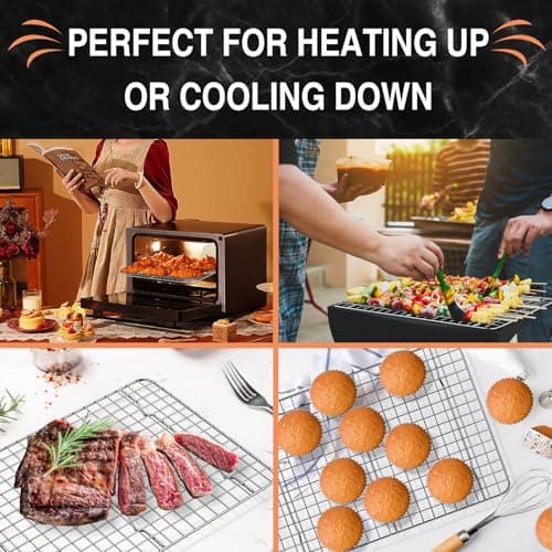 Cooling Rack for Baking 2-Pack, 15 x 10 Inches Baking Rack, Stainless Steel Wire Cookie Rack Fits Jelly Roll Sheet Pan, Oven Safe for Cooking, Roasting, Grilling 6