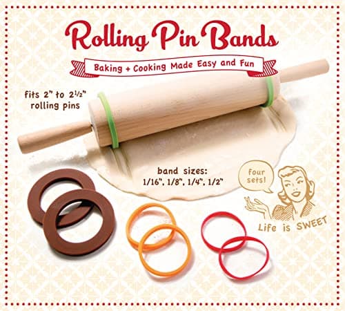 Talisman Designs Silicone Rolling Pin Bands | 8 Piece Set | Ensure Dough Thickness | Baking Accessories | Rolling Pin Thickness Rings 6