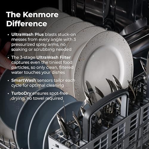 Kenmore 22-14609 24" Built-In Dishwasher - UltraWash Plus, TurboDry, SmartWash & EasyFlex Third Rack - 15 Place Settings - 45 DBA - ENERGY STAR Certified - 24" - Black 4
