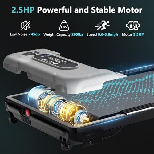 Walking Pad with Incline, Under Desk Treadmill for Home Office, 2.5HP Portable Treadmills with Panel & Remote Control, 4 in 1 Walking Running Machine Manual Incline, Compact Treadmill 265LB Capacity 5