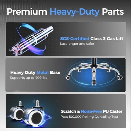 GTRACING Big and Tall Gaming Chair 400lbs Heavy Duty Office Chair with Foot Rest & Ergonomic Pocket Spring Lumbar Support, High Back 3D Saddle Shaped Cushion for Back Pain Relief, Matte-Black 9