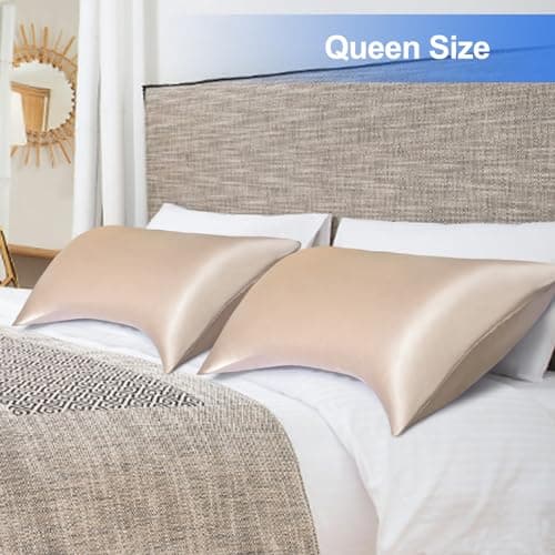 Curved Pillow Case, Side Sleeper Pillowcase, Champange Satin Pillowcase Cover with Zipper, Breathable and Soft, Queen Size 20 x 30 Inches 6