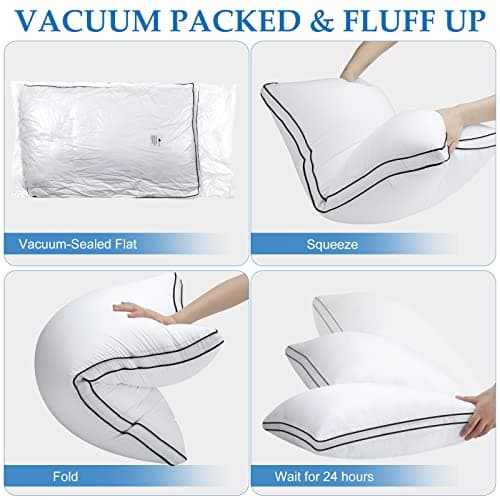 DolceLuna Pillows King Size Set of 2, Bed Pillow 2 Pack for Side & Back Sleepers, Hotel Quality Down Alternative Gusseted King Pillow for Sleeping, Soft and Supportive, White 7