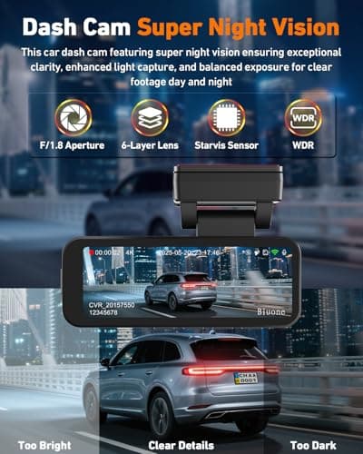 Dash Cam Front and Rear, 4K Dash Camera for Cars Built-in 5G WiFi & GPS, 3.2" IPS Screen Dash Cam W/ 64GB Card, Dual Dashcam W/G-Sensor, Loop Recording, WDR, Night Vision,24H Parking Monitor 6