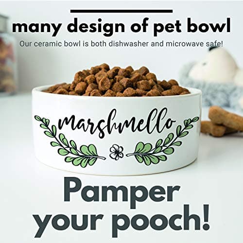 Personalized Ceramic Pet Bowls | Customizable 14 Designs w Your Pet’s Name | 6 inches - Custom Pet Bowls for Dog, Cat, Puppy or Kitten - Dish for Dry, Wet Food or Water - Pet Owner Gifts 5