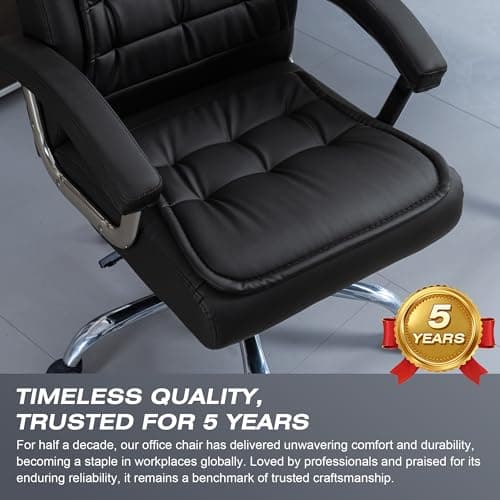 Hoxne Executive Office Chair Adjustable Leather Chair, High Back Swivel Office Desk Chair with Padded, Armrest 350lbs Load-Bearing Spring Seat Computer Desk Chair for Home Office (Black) 6