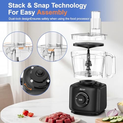 7-in-1 Professional Food Processor, 1000W Powerful Electric Vegetable Chopper, 14-Cup XL Bowl, Large Feed Chute, Cheese Shredding, Meat Chopping, Shredding and Slicing, Mixing and Doughing 8