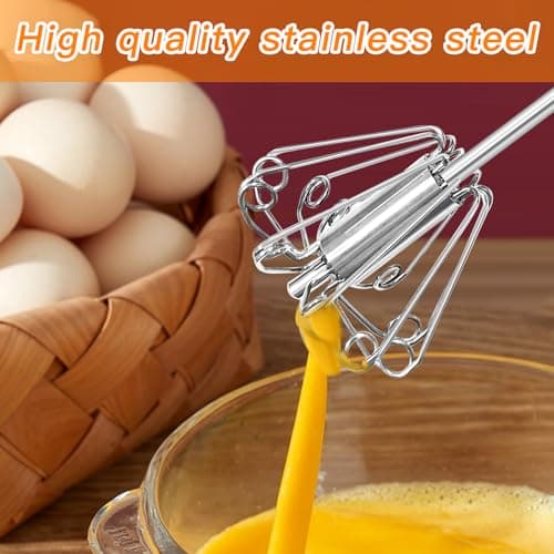 Qukaka Hand mixer egg beater,stainless steel semi automatic whisk,egg spinner,wisking tool,whipped cream dispenser,easy whisks for cooking,Beating&Stirring(12in) 7